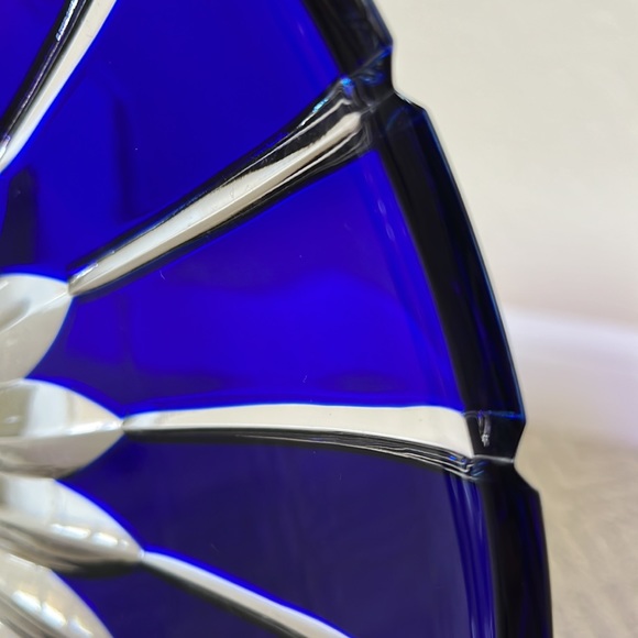 Ajka Crystal, Hungary, 12" Castille Blue serving plate  24% Pb0 - Picture 7 of 8